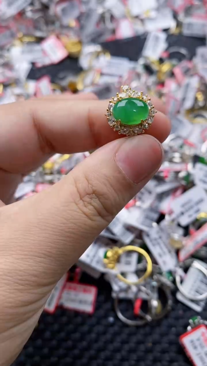 翡翠银S925镶嵌戒指66666----3