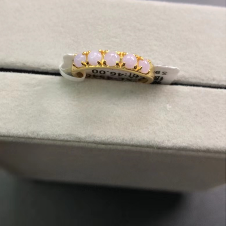 银镶天然翡翠戒指