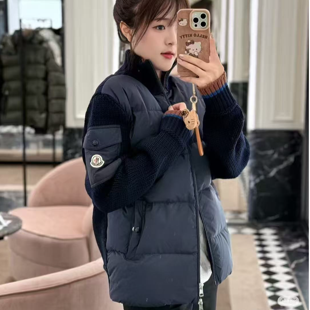 未使用 MONCLER 蒙口/六六/男款深蓝色拼羽绒开衫