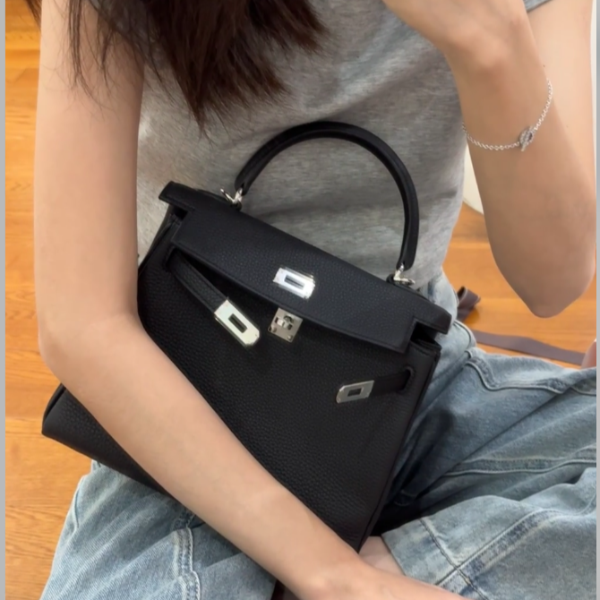 99新 Hermes/爱马仕 小花Jerry活动 手提包 25Togo皮 Y刻
