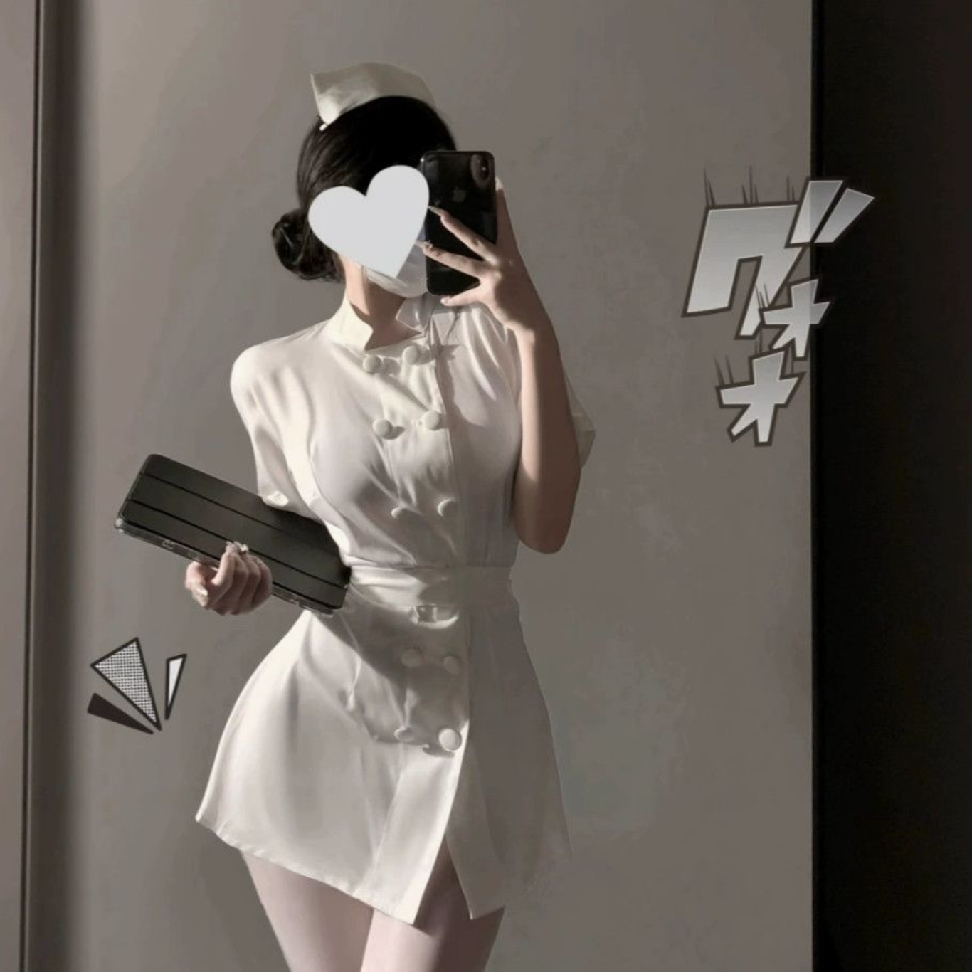 Mischievous Muse性感护士制服纯欲睡衣圆领短裙绑带套装