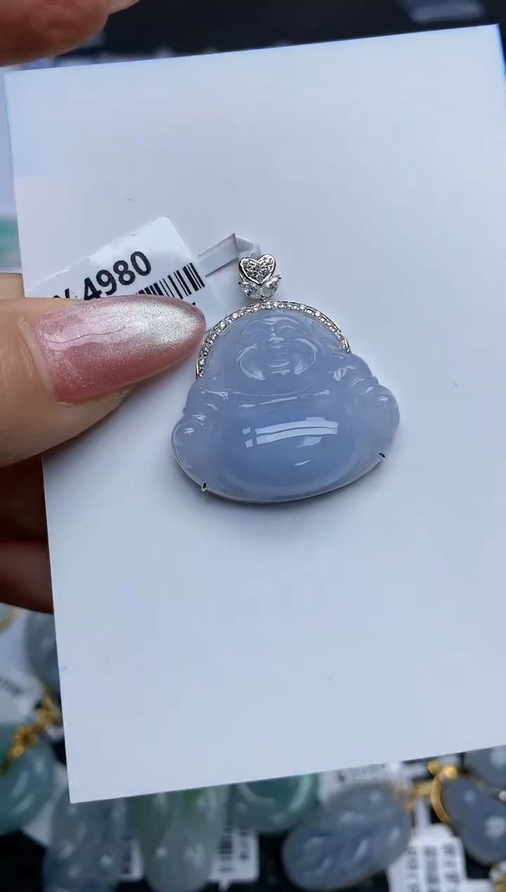 【闪购商品】翡翠挂件18K金镶嵌天然翡翠A货