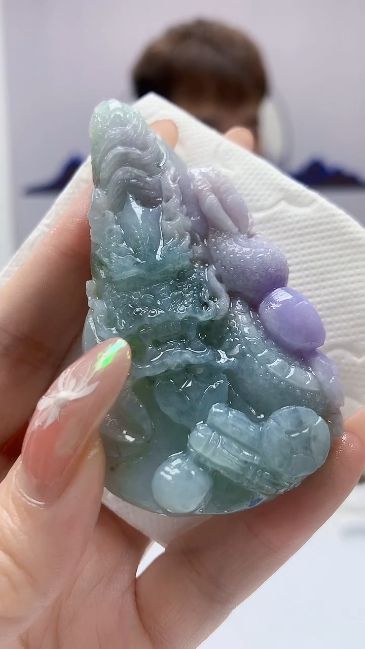 【闪购商品】定制翡翠未镶嵌4868DD-毛货挂件龙牌82