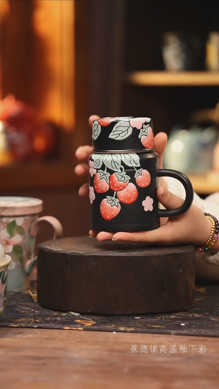 陶瓷景德镇高温釉下手绘陶瓷@L767@