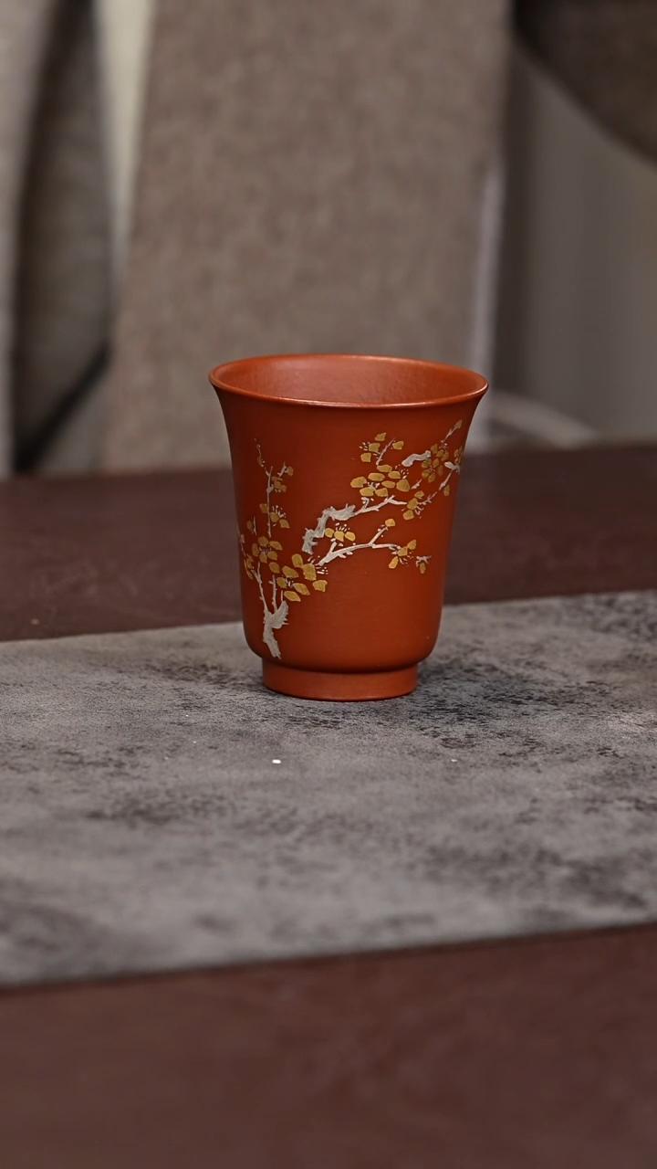 茶杯紫泥闻香杯 金银绘