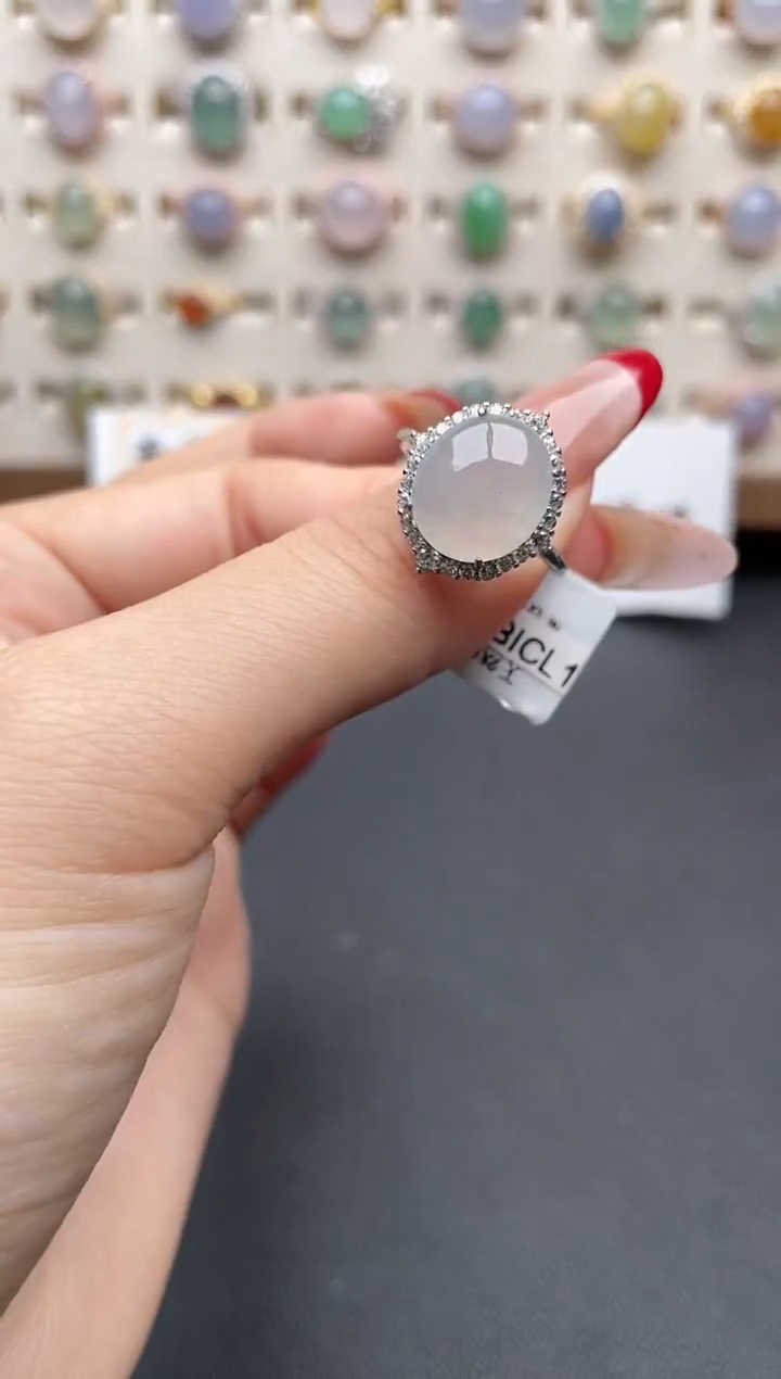 【闪购商品】翡翠戒指银S925镶嵌一物一证一礼盒