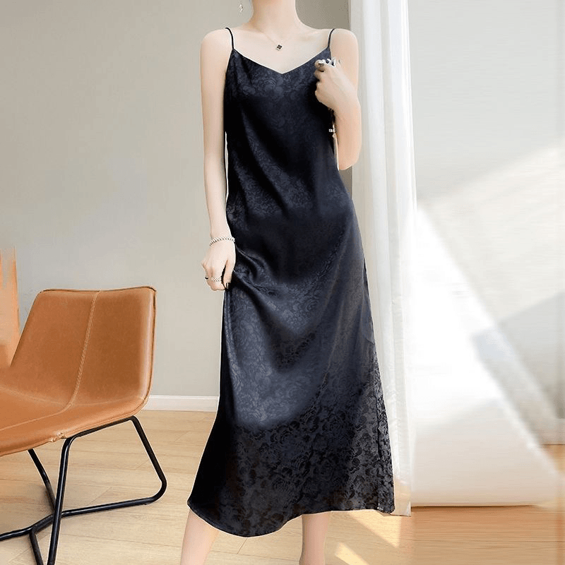 夏季新款内搭吊带裙玫瑰白色连衣裙女长裙子百搭古风慵懒3006