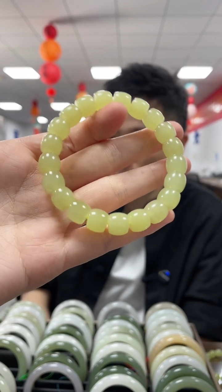 手链未镶嵌和田玉高品黄玉极限弧卡9-10手串一条