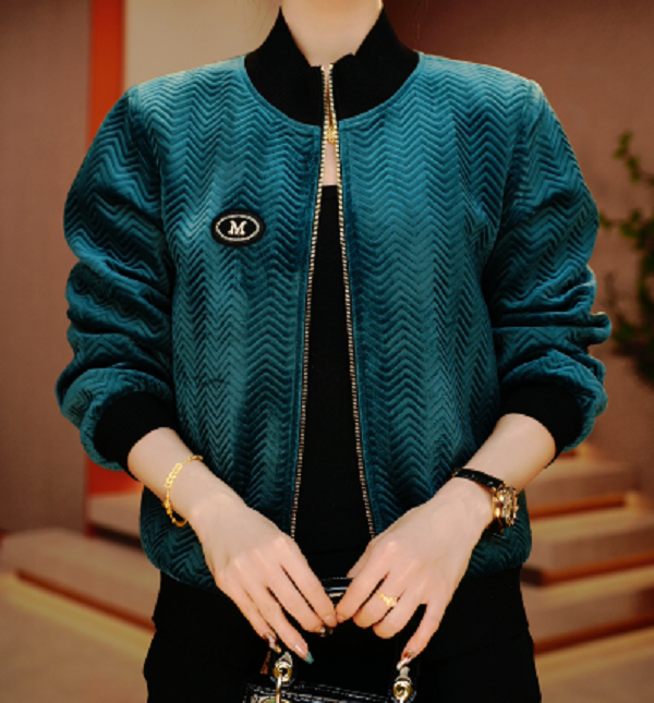 波浪纹-新款加绒加厚印花气质上衣外套百搭显瘦时尚舒适显气质