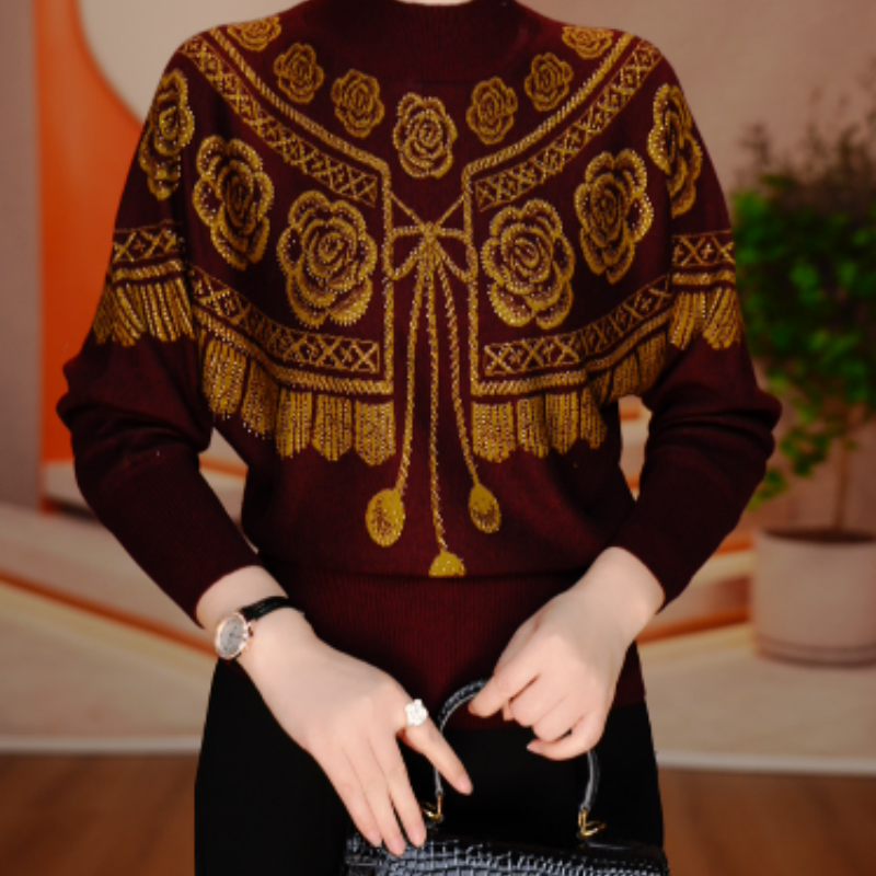 秋季新款含棉羊毛衣针织毛线衣柔软保暖百搭上衣V25Q1527