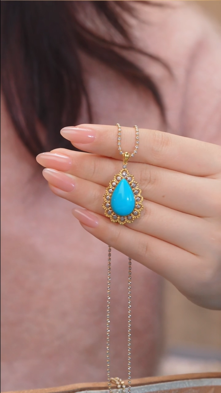 【闪购商品】绿松石吊坠不含链18K金镶嵌多样性发 @@N8221