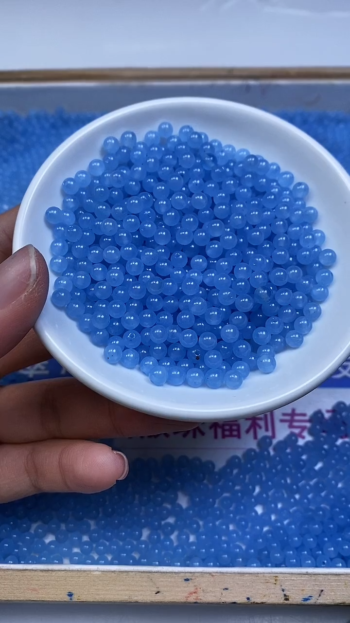 未镶嵌散珠玛瑙/玉髓B88 海蓝宝玛瑙4mm110颗8元
