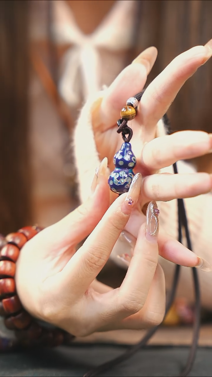 【闪购商品】蓝白大漆紫光檀螺钿小脖挂