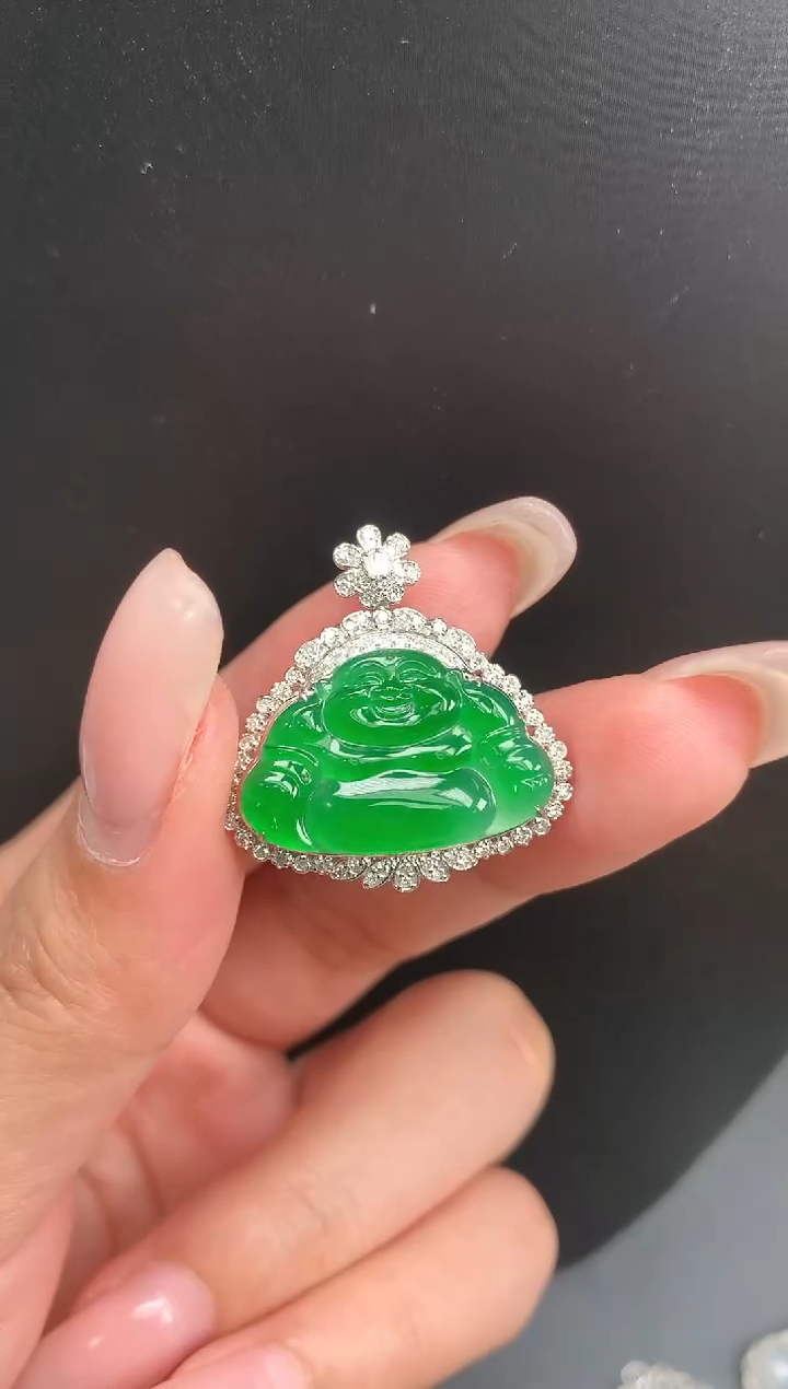 【闪购商品】翡翠颈饰18K金镶嵌佛公1540