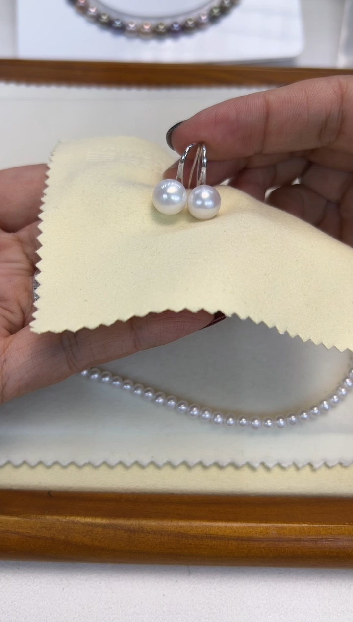 银S925镶嵌耳饰淡水珍珠高跟鞋