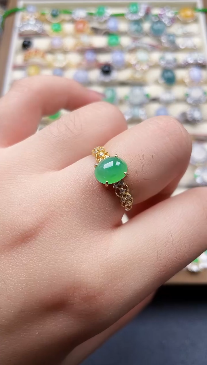 银S925镶嵌戒指翡翠91