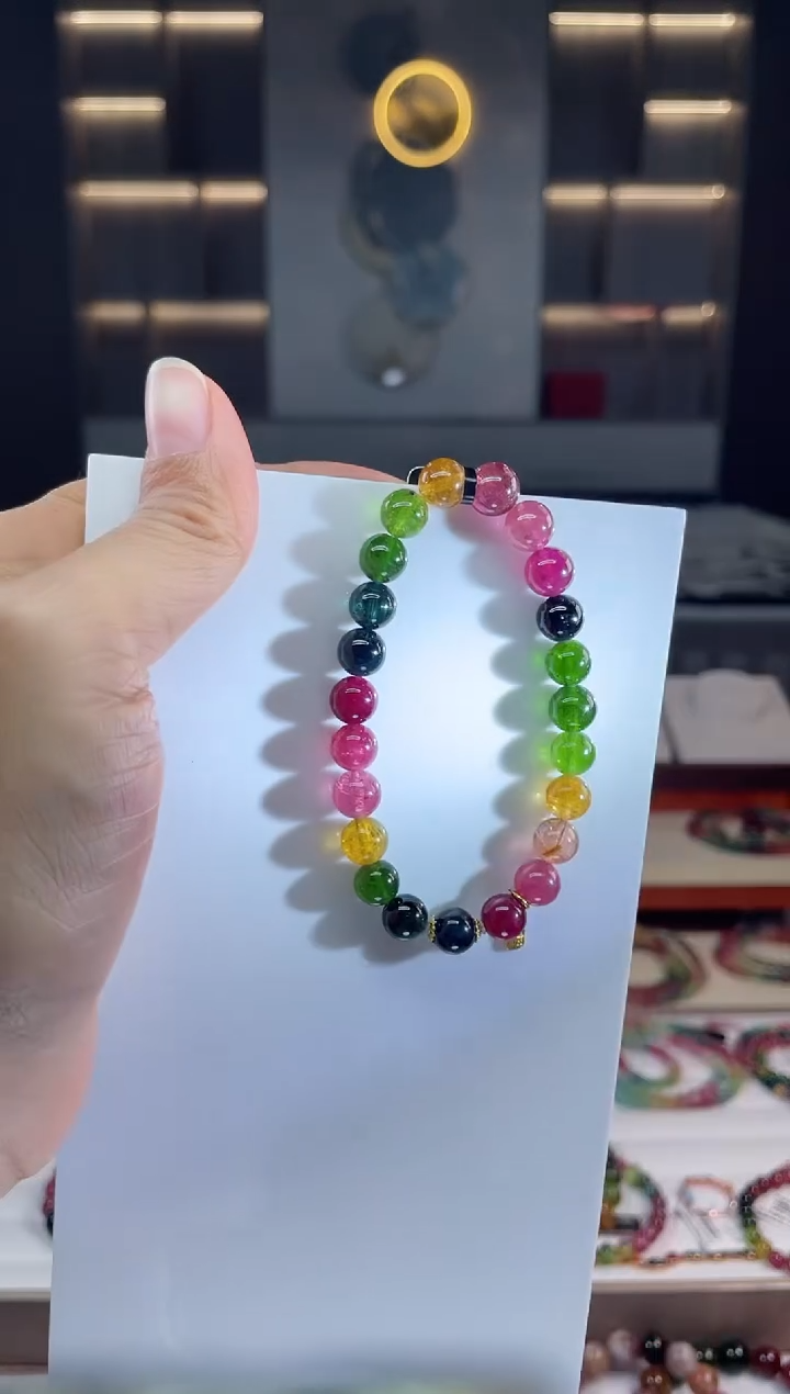 未镶嵌老矿碧玺单圈手串8mm+碧玺（多样性发一条）Q