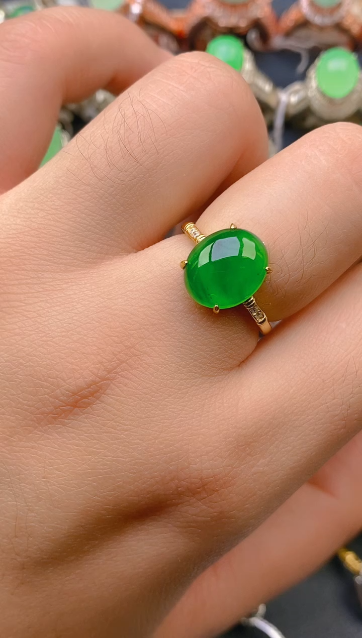 【闪购商品】翡翠戒指银S925镶嵌天然A货翡翠1