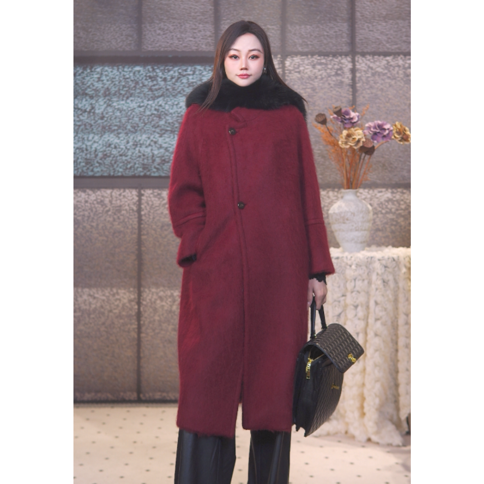 新款高端气质羊毛羊绒轻奢呢子大衣显瘦宽松时尚长款外套