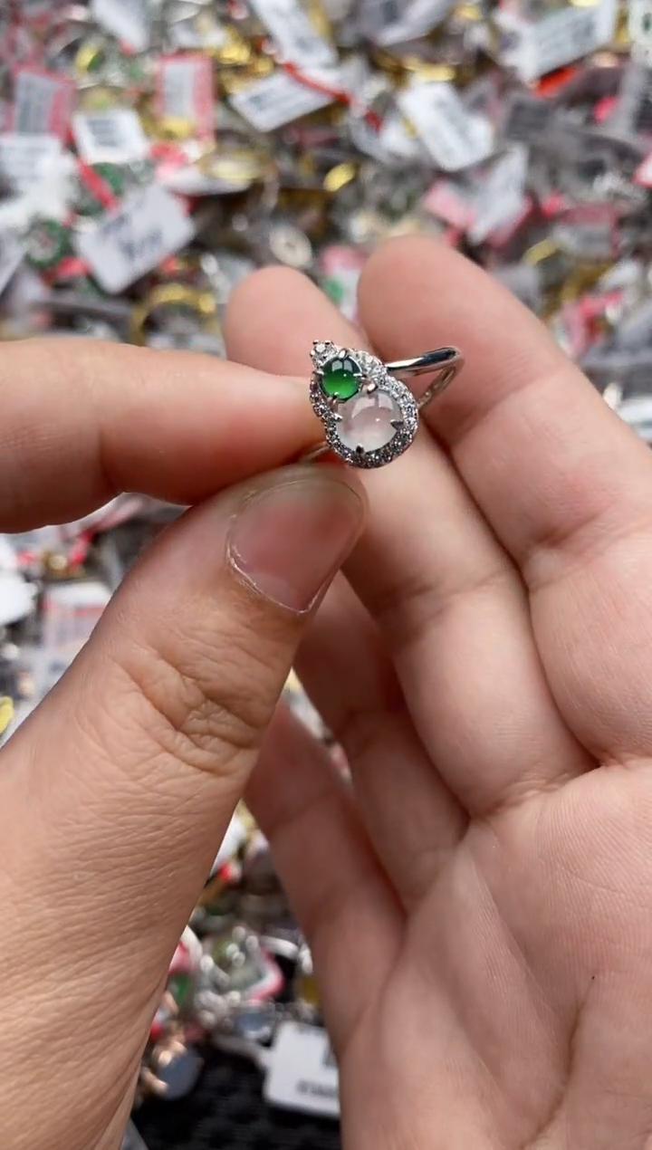 【闪购商品】翡翠戒指银S925镶嵌3333---4