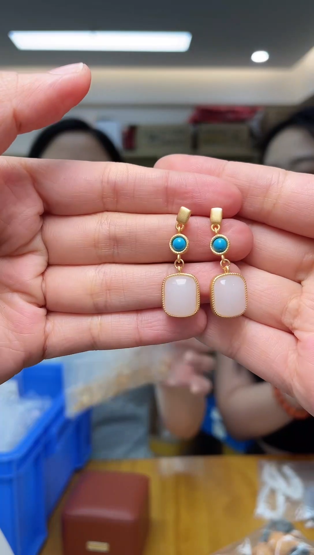 和田玉银S925镶嵌耳饰（多样性单个发货）