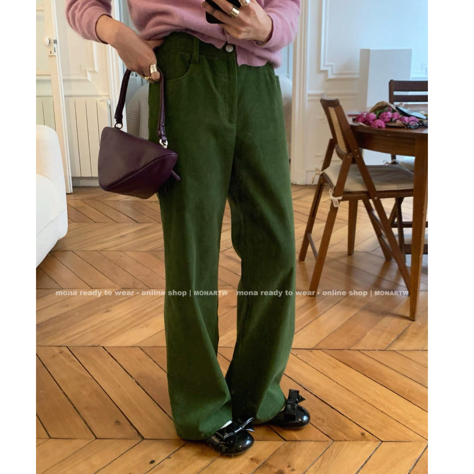 MONA 爆款 复古微喇灯芯绒 中腰显高瘦裤子女小个子 秋冬季新款