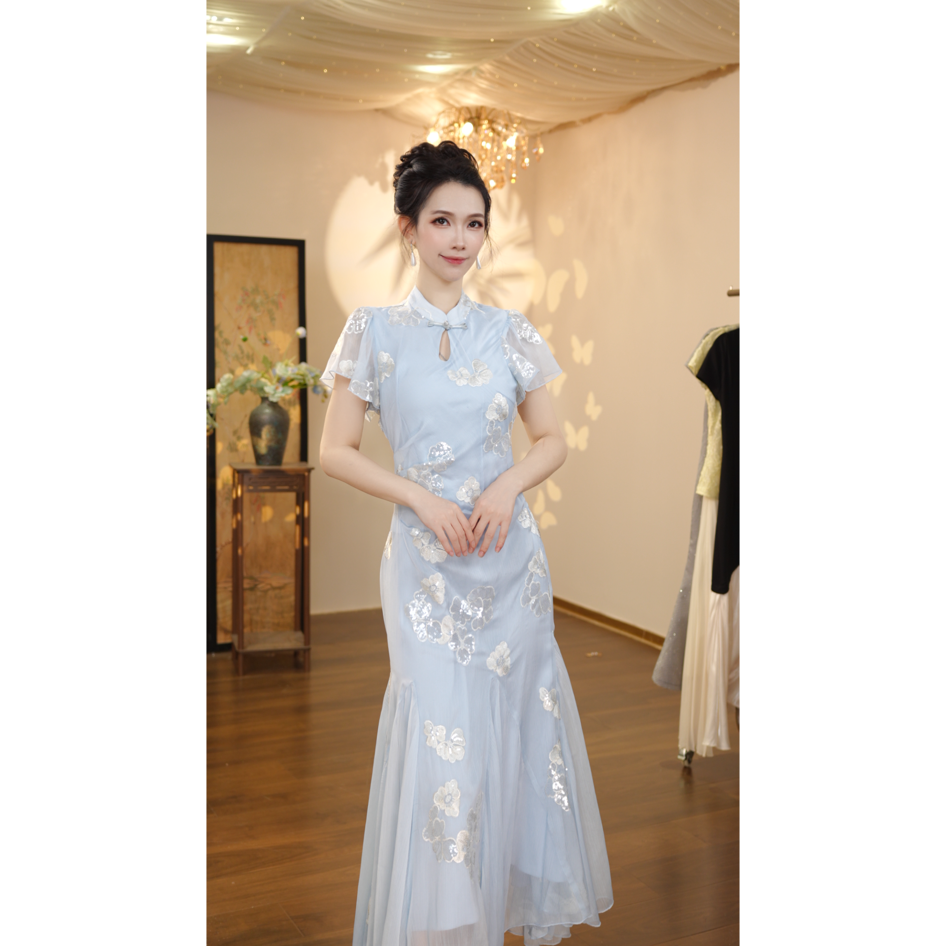 七姐原创-雾蓝之夏-1446 连衣裙（X1119）-121cm