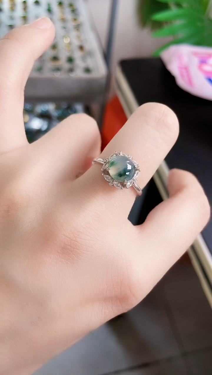 【闪购商品】翡翠银S925镶嵌戒指464654