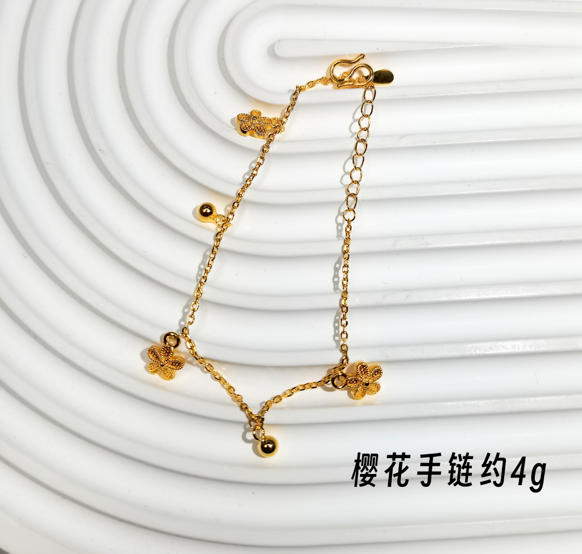 足银手链 银手链 时尚百搭 经典款式 樱花手链 