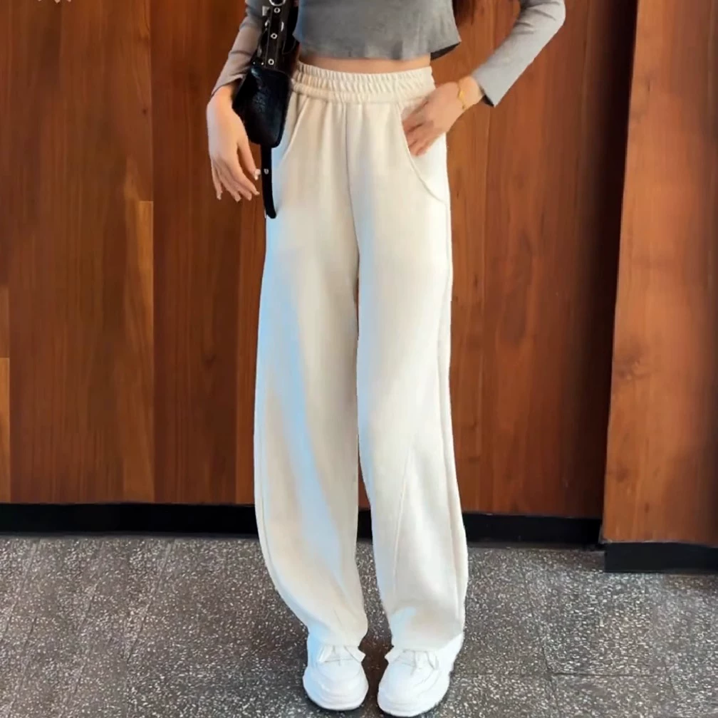 复古阔腿裤男秋冬加厚慵懒风垂感软糯休闲直筒裤