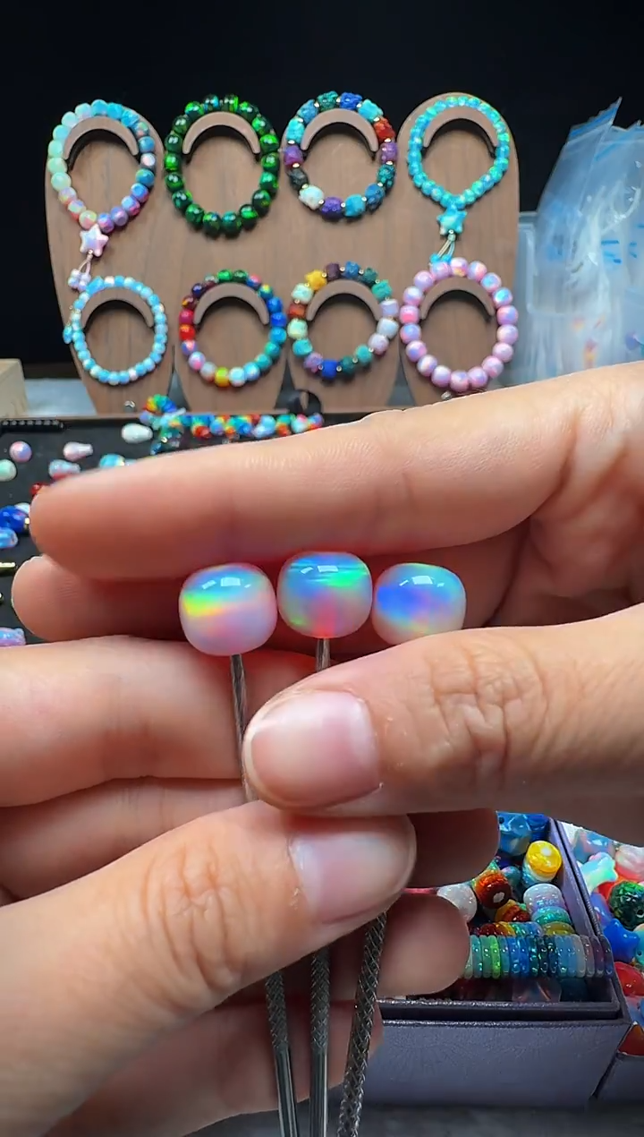 裸石合成欧泊卡12老型粉色三颗