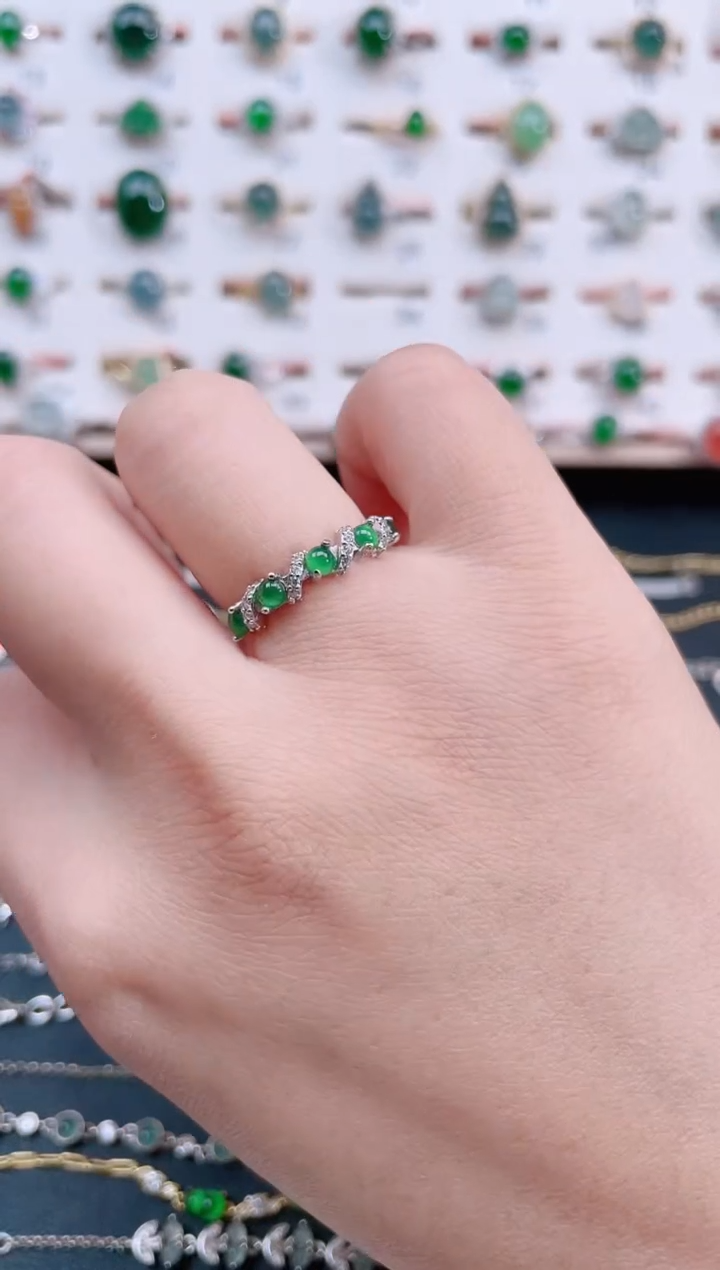 银S925镶嵌戒指翡翠天然翡翠