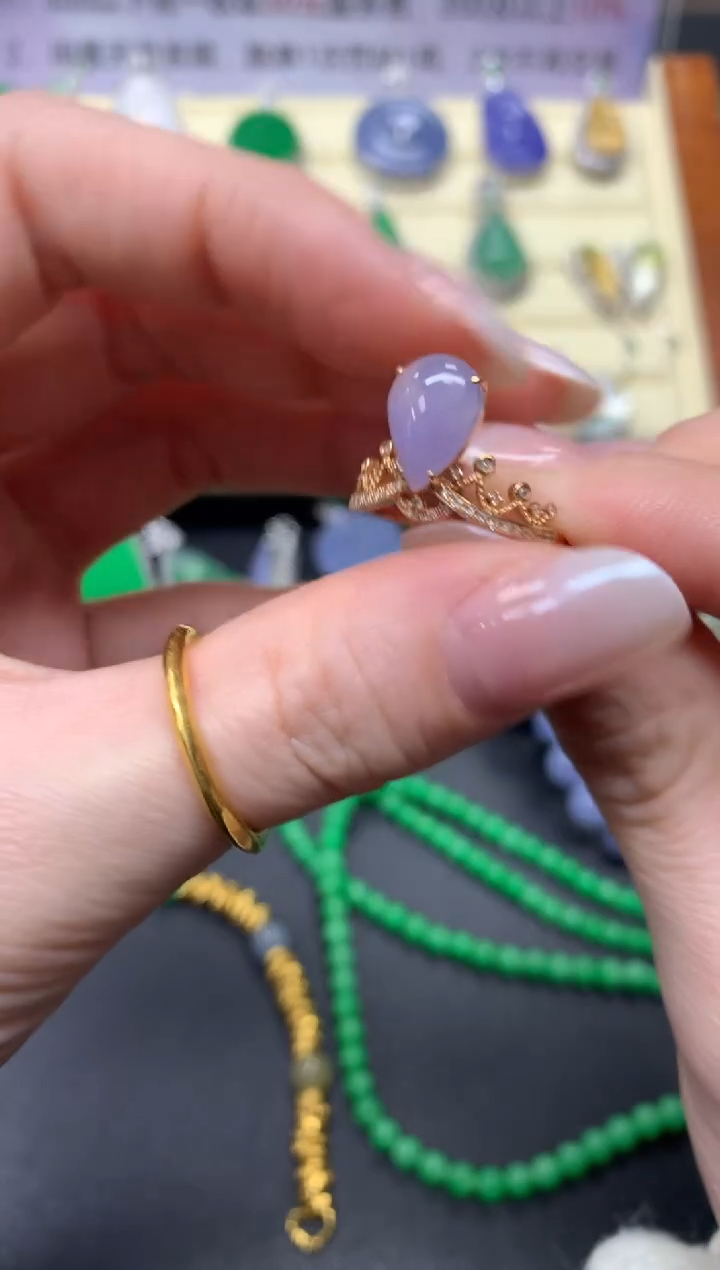 【闪购商品】翡翠戒指18K金镶嵌戒指|3100+310