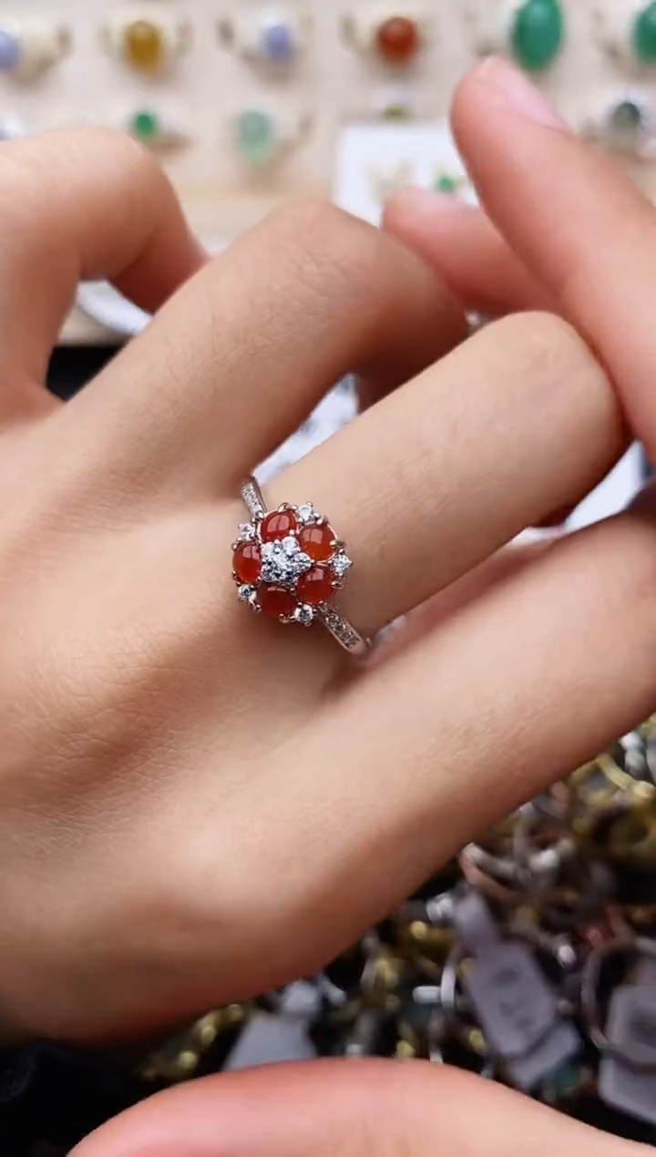 【闪购商品】翡翠戒指银S925镶嵌缅甸翡翠