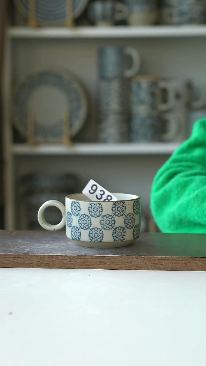 陶瑕938粗陶手绘绣球咖啡杯200ml@7-7@不退换