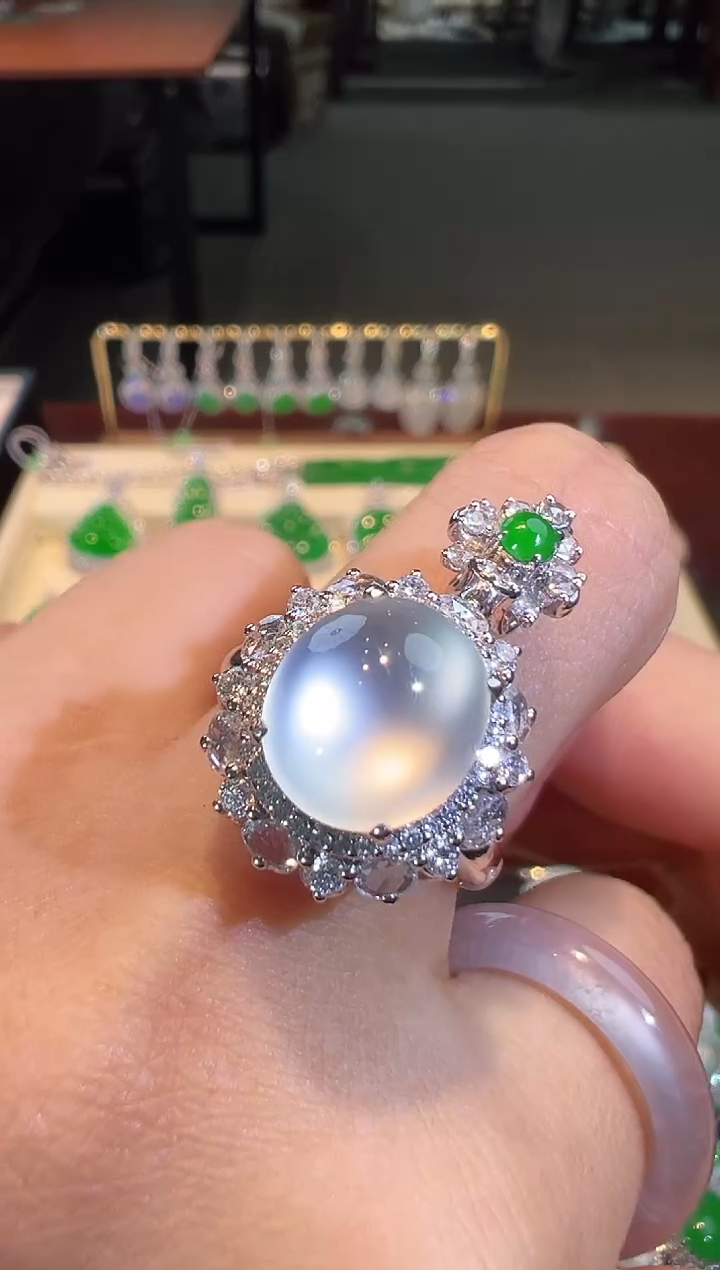 【闪购商品】翡翠戒指18K金镶嵌两用款