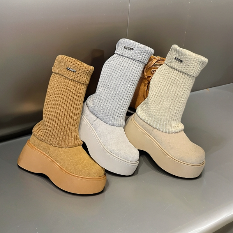 休闲风复古港风冬季朋克风袜靴高筒休闲短靴弹力靴