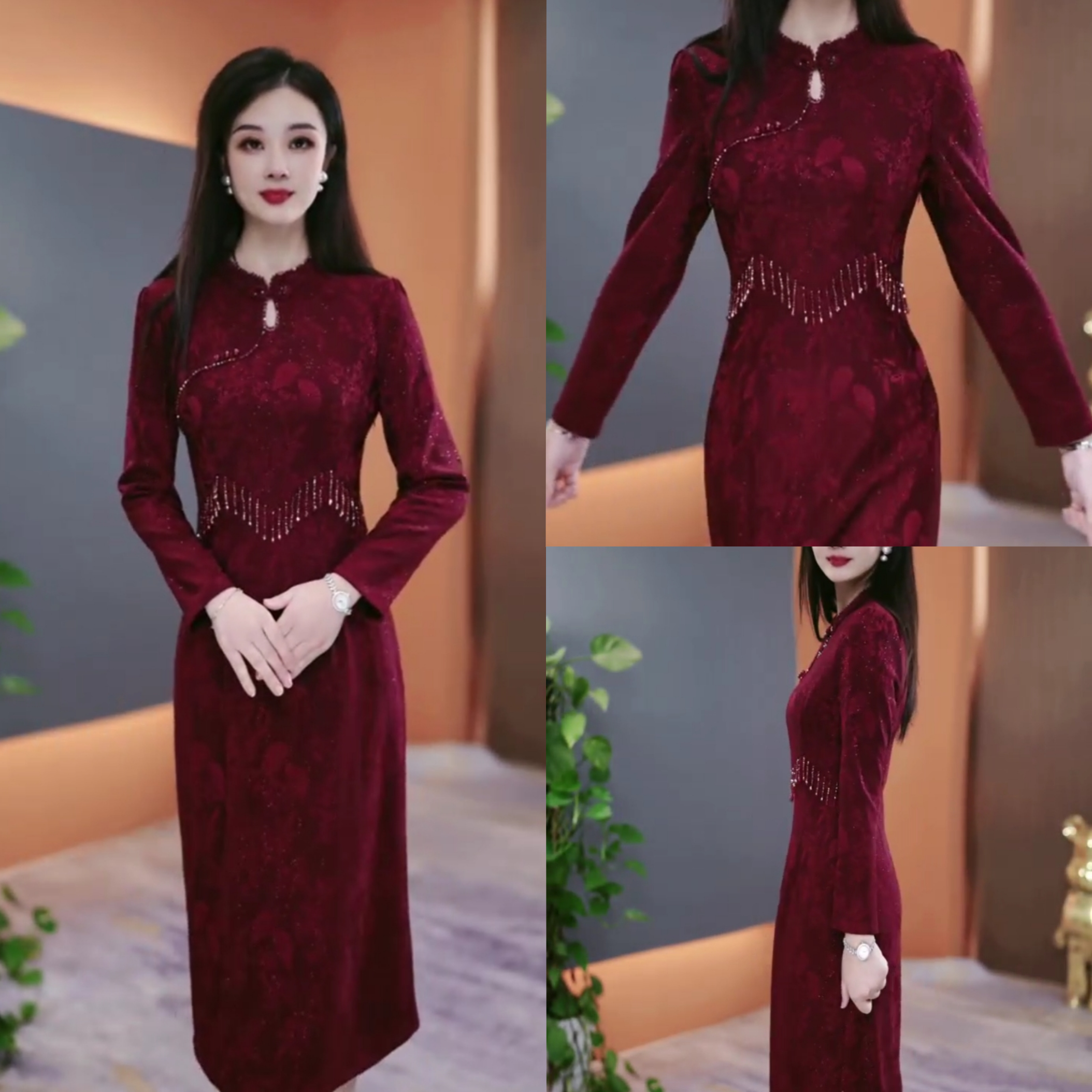 冬季加绒加厚连衣裙2025秋季气质韩版显瘦百搭收腰裙子YX25K3155