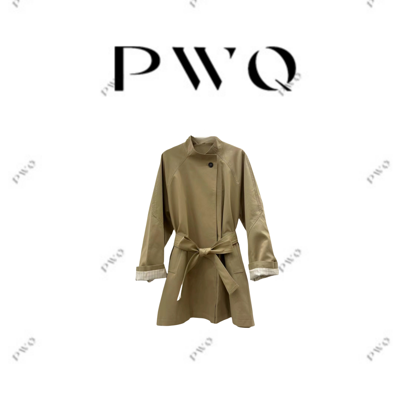 风衣外套中长款肩扣系腰带英伦复古KK-91102