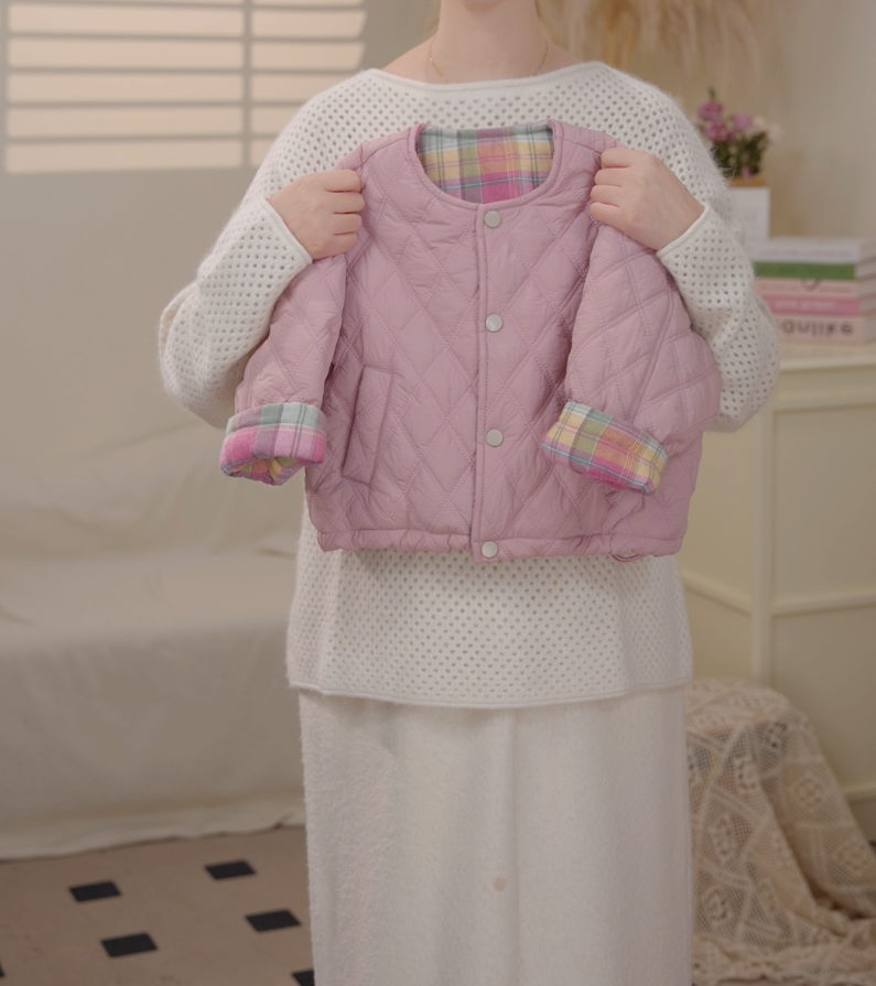 【现货】2025冬季女童粉色加厚撞色防风保暖棉服外套洋气百搭25116A