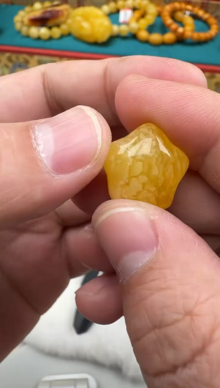 琥珀未镶嵌珠宝奇石星星吊坠HZ301