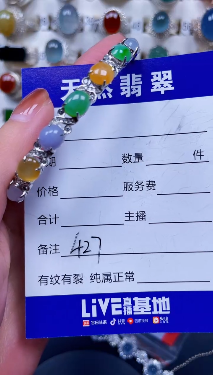 银S925镶嵌手镯翡翠427