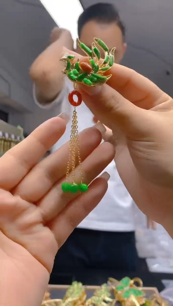 【闪购商品】翡翠耳饰合金197翡翠胸针