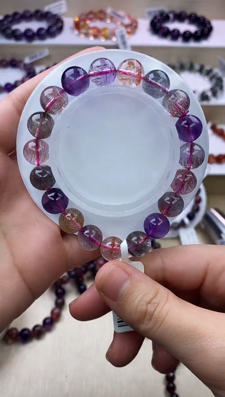 水晶手链未镶嵌黑加仑超七单圈10m+