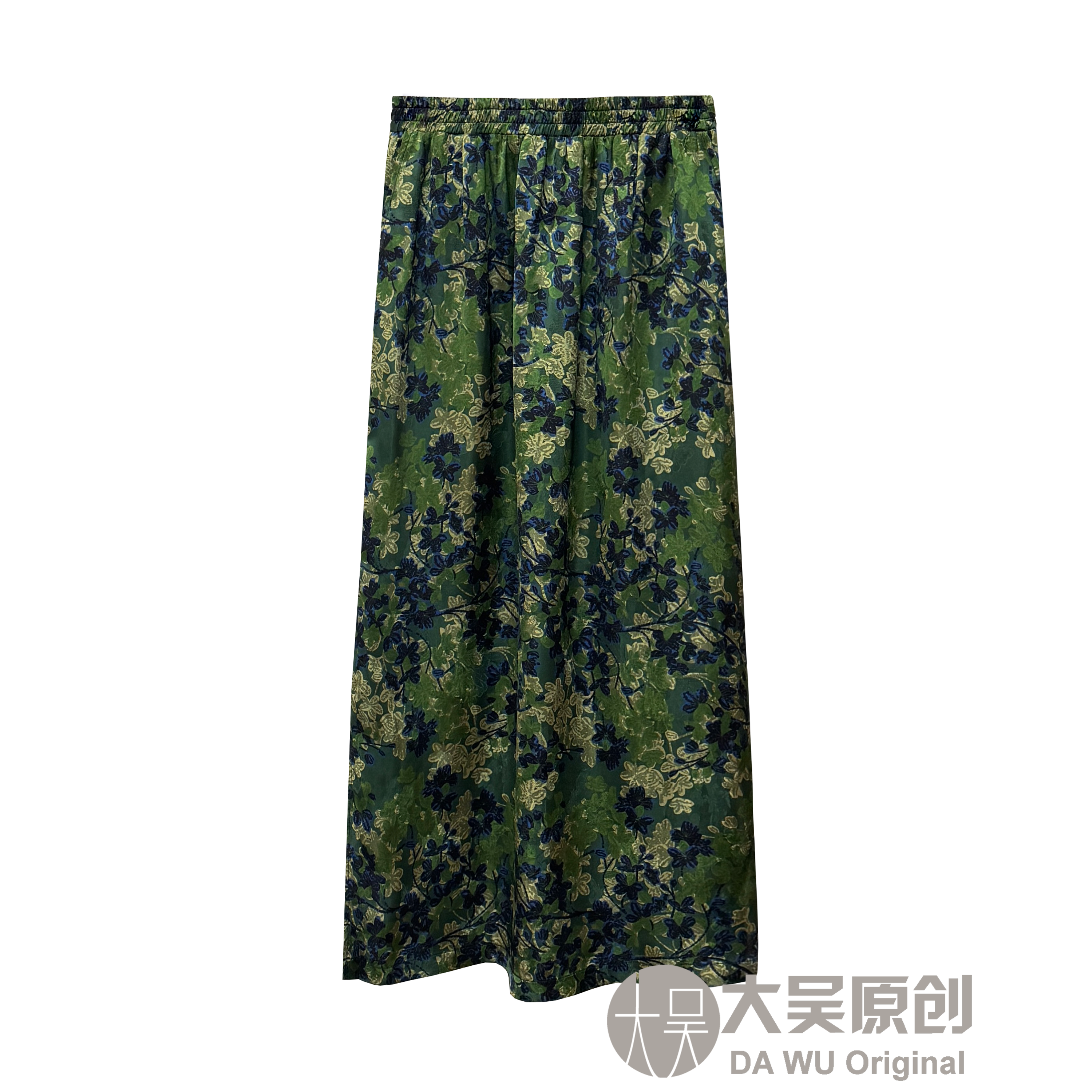 《大吴原创》“一枝椿”夏季提花印花半裙松紧腰小a版半裙显瘦舒适