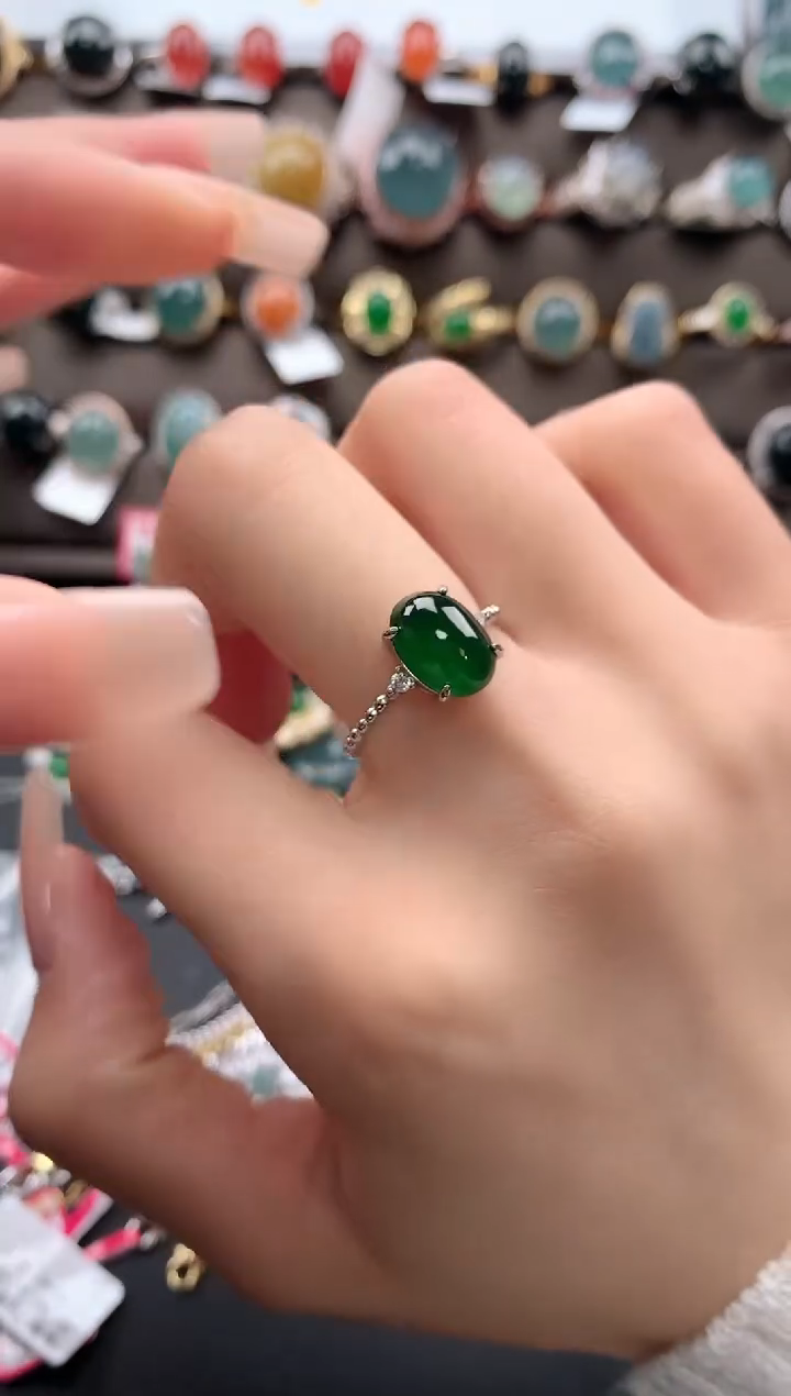 【闪购商品】翡翠戒指银S925镶嵌453543534