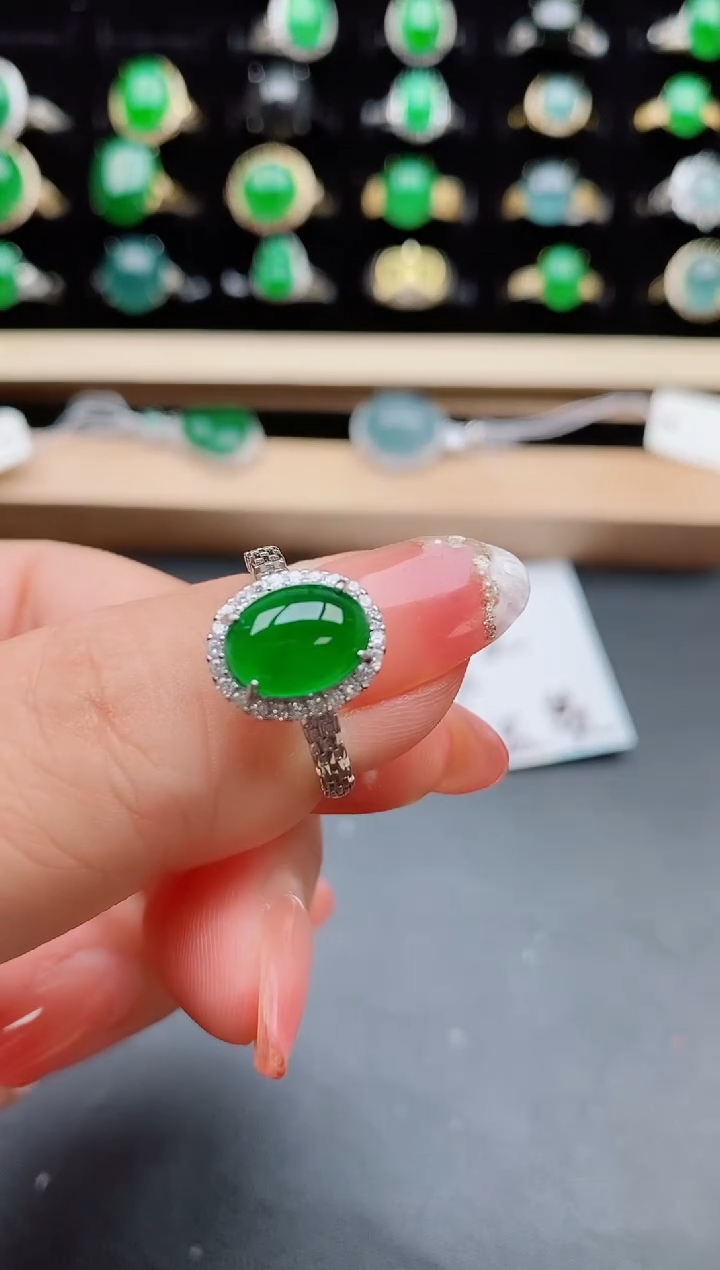 【闪购商品】翡翠戒指银S925镶嵌0580
