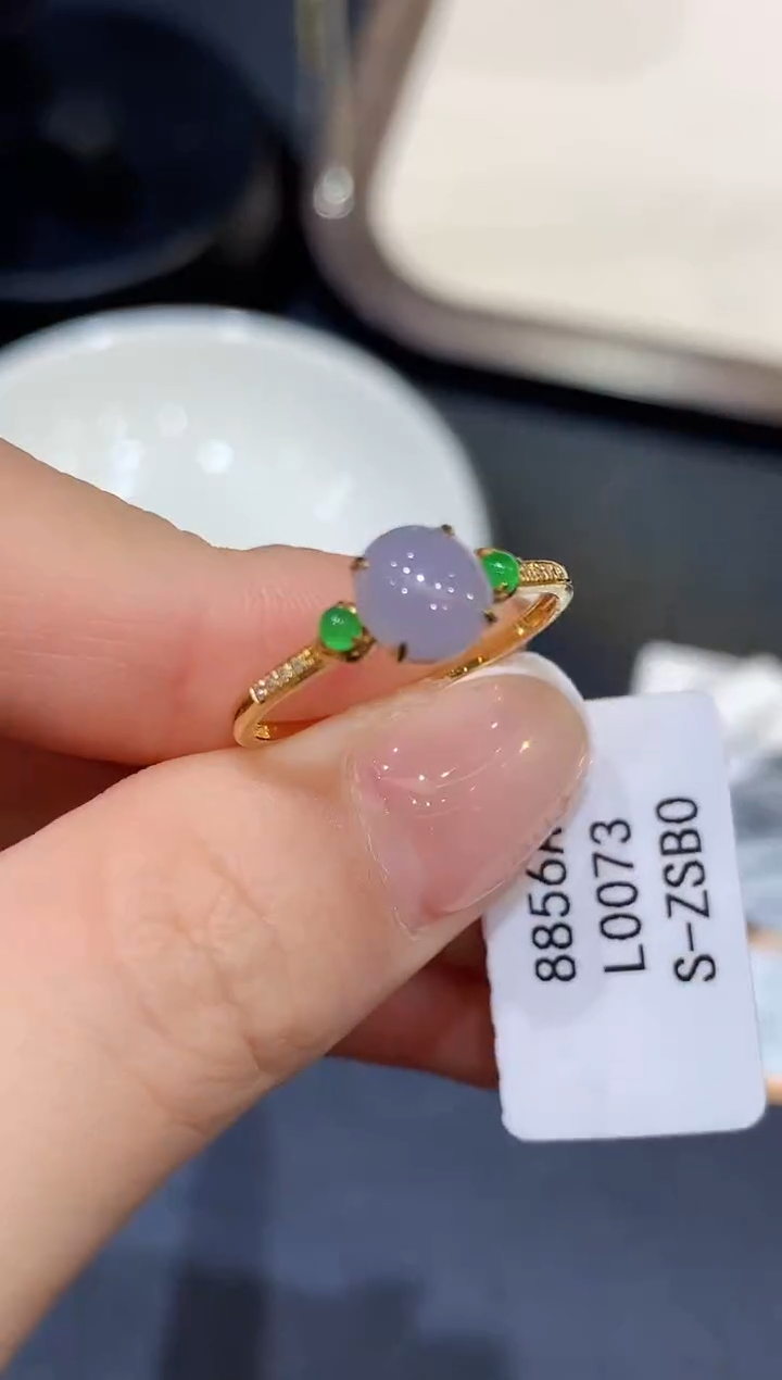 翡翠戒指18K金镶嵌L0073多样性发其一