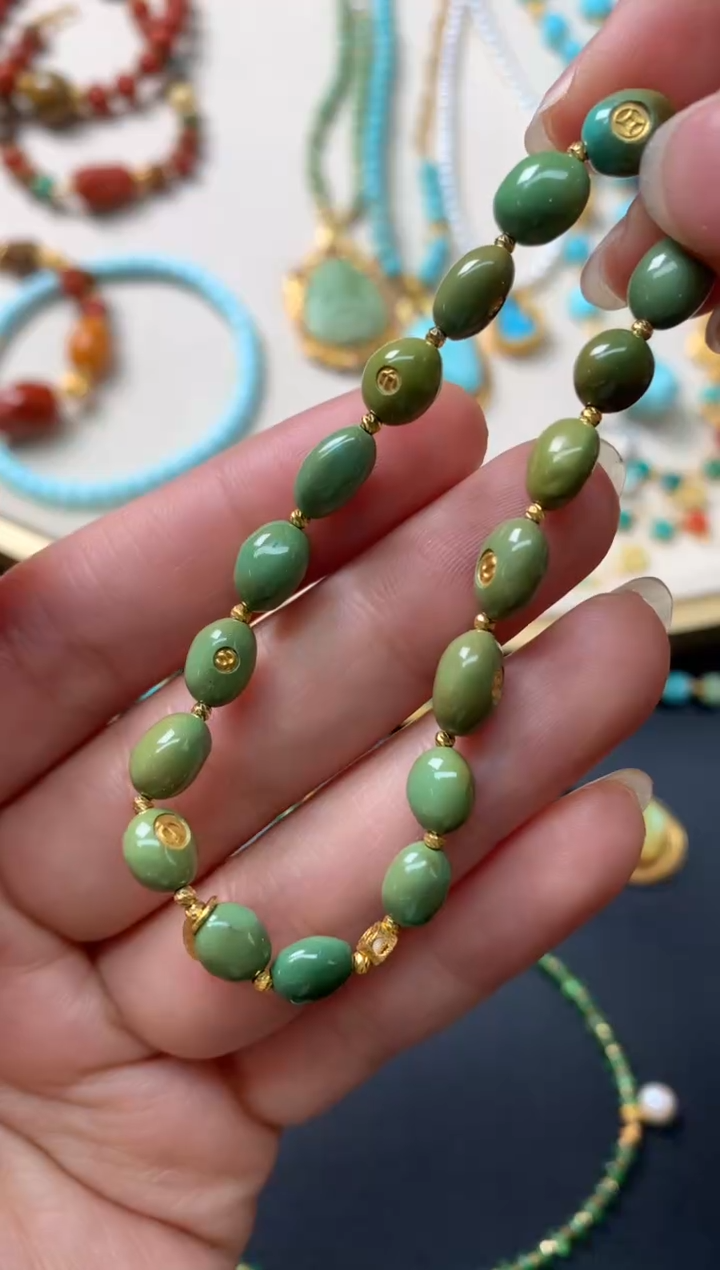 【闪购商品】绿松石手链18K金镶嵌Z116|3580