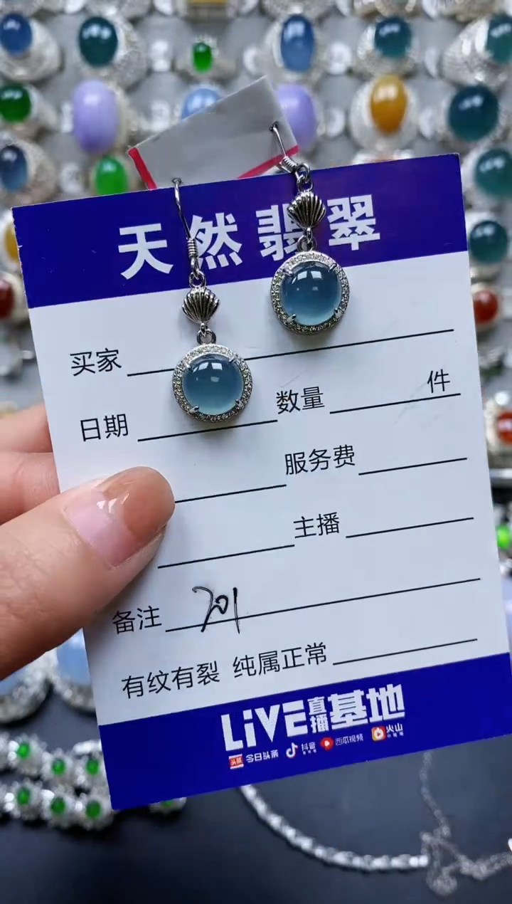 【闪购商品】翡翠耳饰银S925镶嵌0201